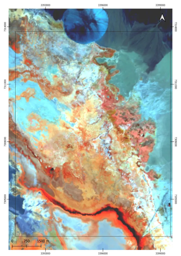 Imagen Landsat 8 procesada - análisis de índices espectrales